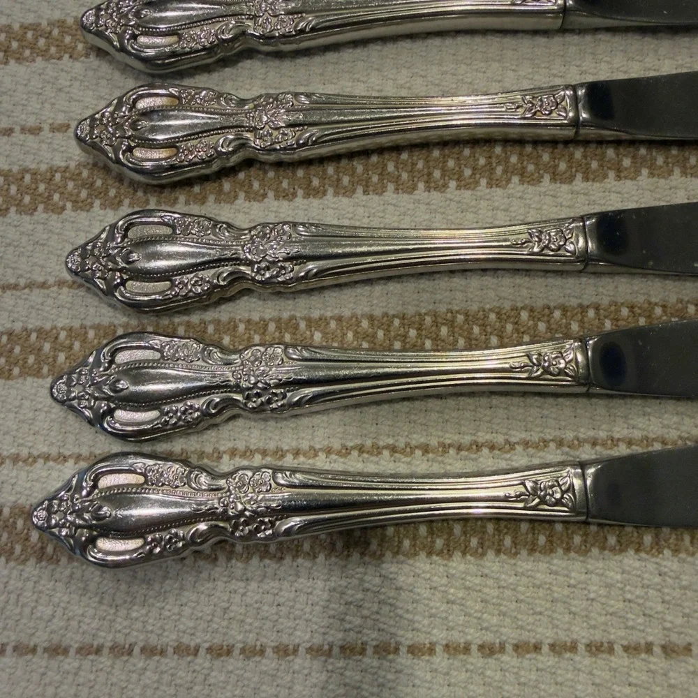 Oneida Raphael‎ Stainless Steel Dinner Knives Set of 6 Ornate Floral Flatware